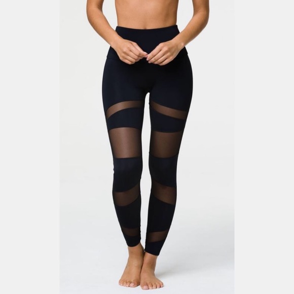 Onzie Pants - Onzie High Rise Bondage Legging in Black Mesh, S/M